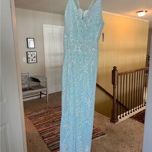 Morgan & Co. Light Blue Sequin Dress